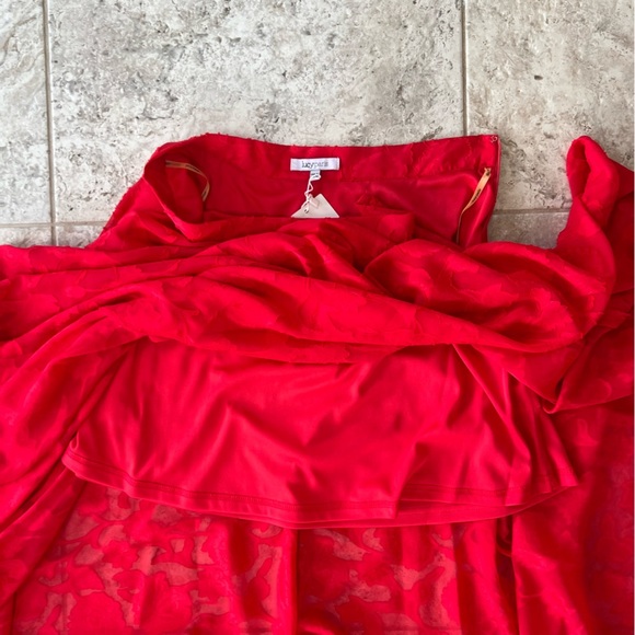 NWT Lucy Paris Red Lace Sheer Two Layer Maxi Skirt, size L - Picture 6 of 8